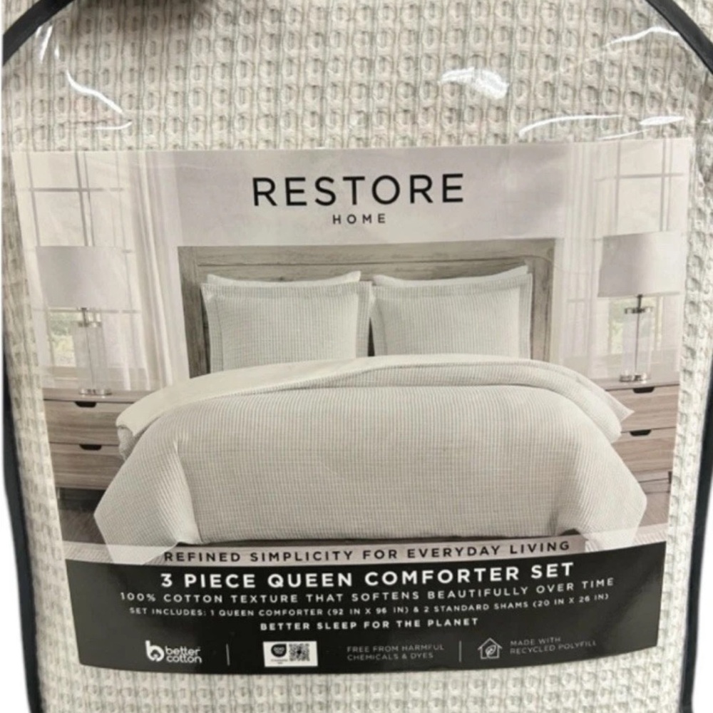 Woven Textured Comforter - Cream and Gray